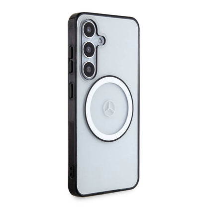 Galaxy S24 Kılıf Mercedes Benz Orjinal Lisanslı M-safe Şarj Özellikli PC TPU Transparan Black Ring Kapak Renksiz