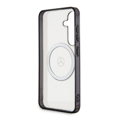 Galaxy S24 Kılıf Mercedes Benz Orjinal Lisanslı M-safe Şarj Özellikli PC TPU Transparan Black Ring Kapak Renksiz