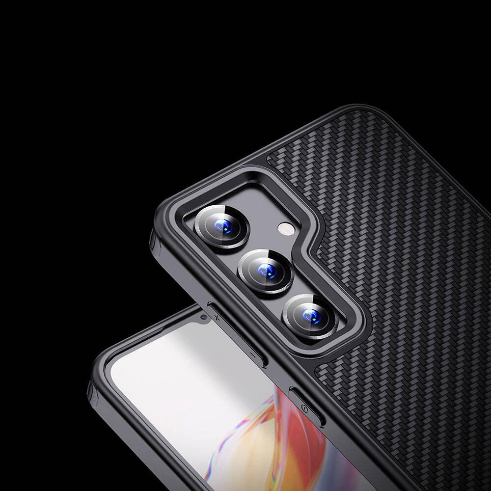 Galaxy S24 Plus Kılıf Aramid Karbon Fiber M-safe Özellikli Wlons Radison Kapak Siyah