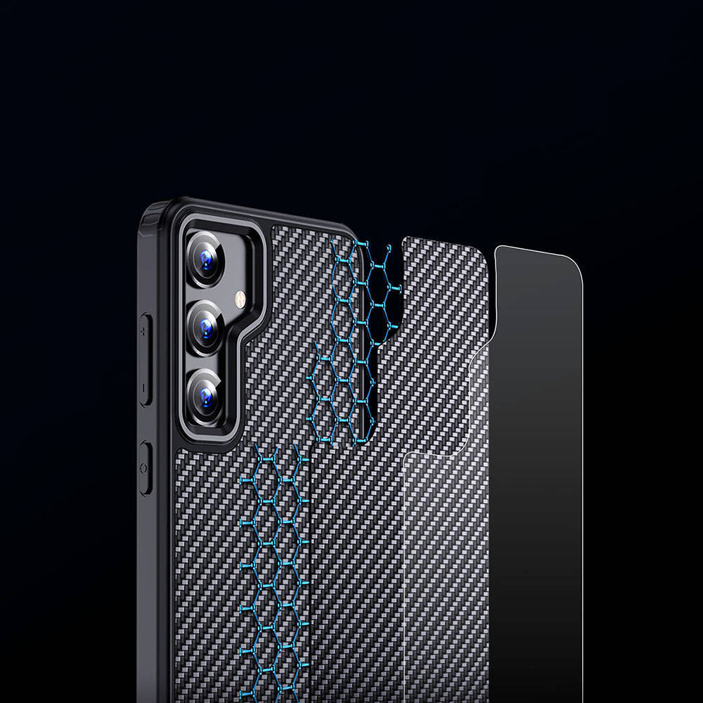 Galaxy S24 Plus Kılıf Aramid Karbon Fiber M-safe Özellikli Wlons Radison Kapak Siyah