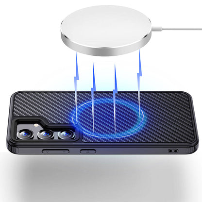 Galaxy S24 Plus Kılıf Aramid Karbon Fiber M-safe Özellikli Wlons Radison Kapak Siyah