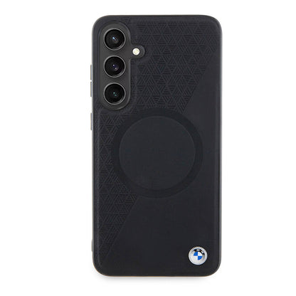 Galaxy S24 Plus Kılıf BMW Orjinal Lisanslı M-safe Şarj Özellikli Yarım Dokulu Circle Leather Kapak Siyah