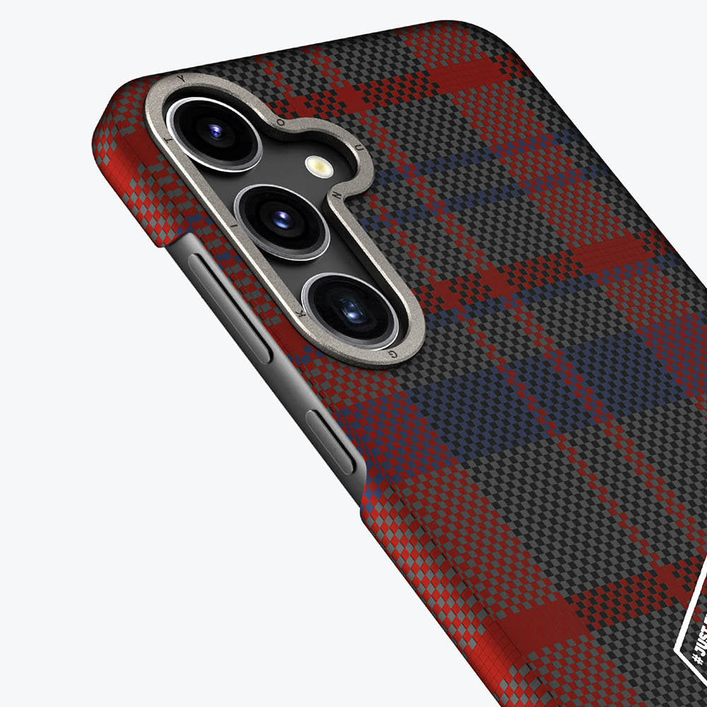 Galaxy S24 Plus Plaid Patterned Youngkit Gezhi Series Cover Brown 