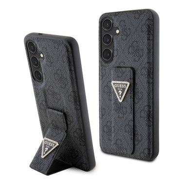 Galaxy S24 Plus Case Guess Original Licensed 4G Patterned Triangle Logo Stand Leather Cover Brown