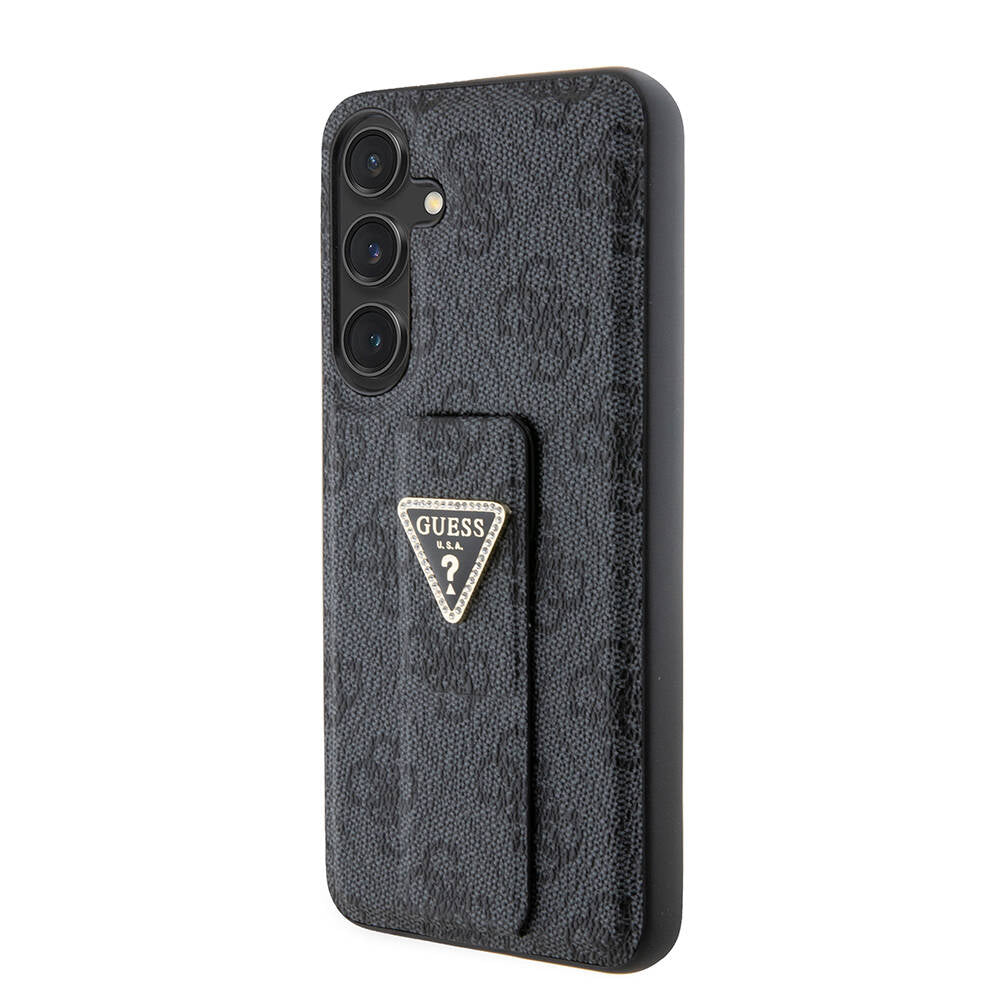 Galaxy S24 Plus Case Guess Original Licensed 4G Patterned Triangle Logo Stand Leather Cover Brown