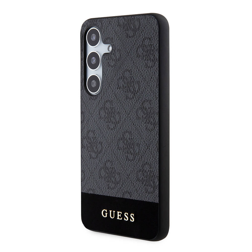 Galaxy S24 Plus Case Guess Original Licensed PU Leather Stripe Logo Design Cover Brown