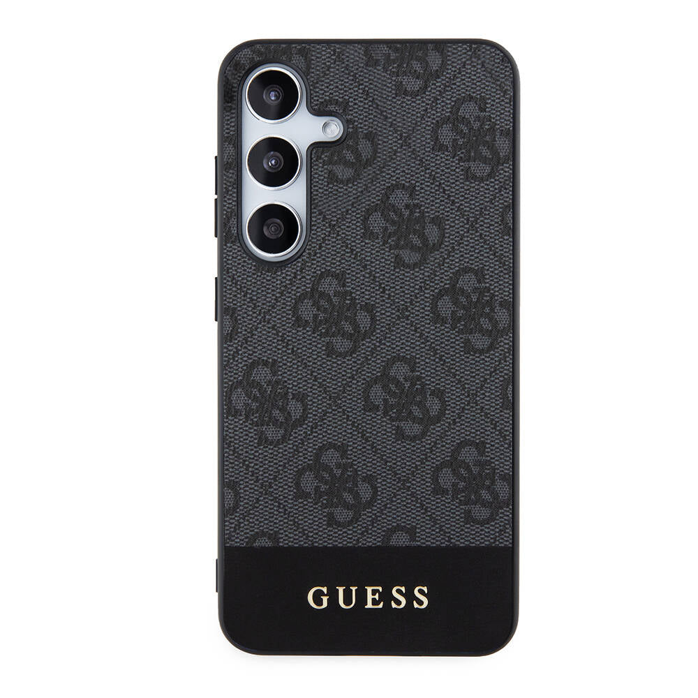 Galaxy S24 Plus Case Guess Original Licensed PU Leather Stripe Logo Design Cover Black