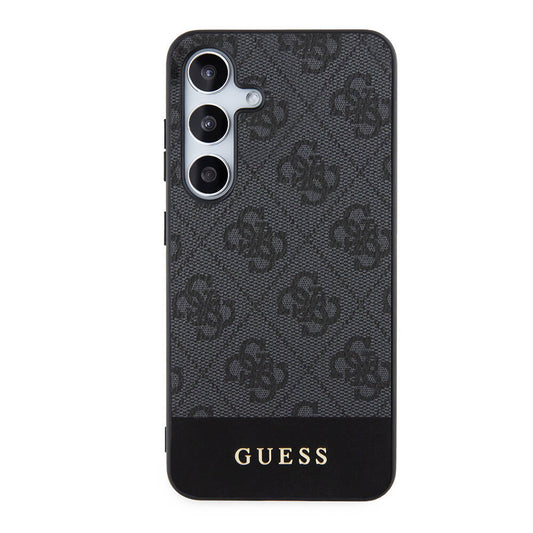 Galaxy S24 Plus Case Guess Original Licensed PU Leather Stripe Logo Design Cover Black