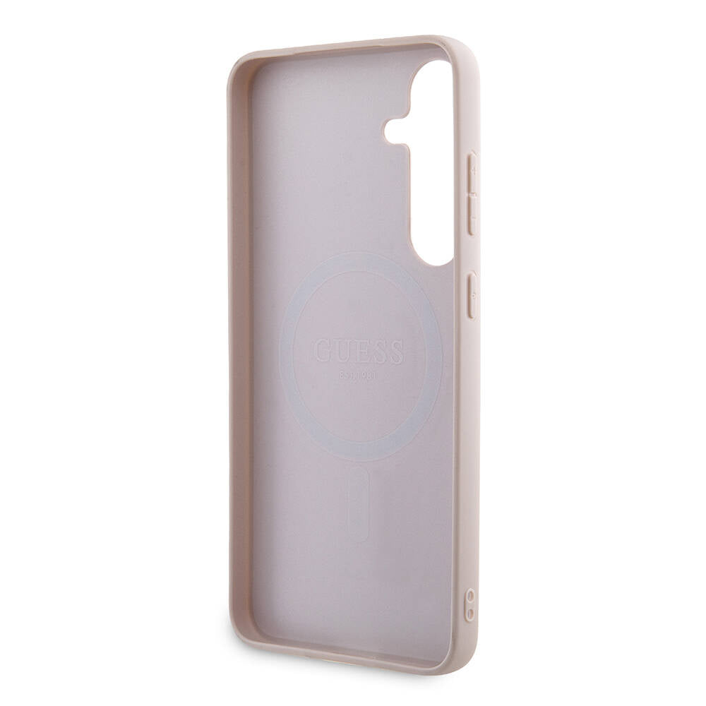 Galaxy S24 Plus Case Guess Original Licensed PU Leather Cover with Text and 4G Metal Logo Pattern Black
