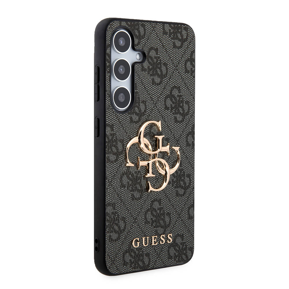 Galaxy S24 Plus Case Guess Original Licensed PU Leather Cover with Text and 4G Metal Logo Pattern Pink