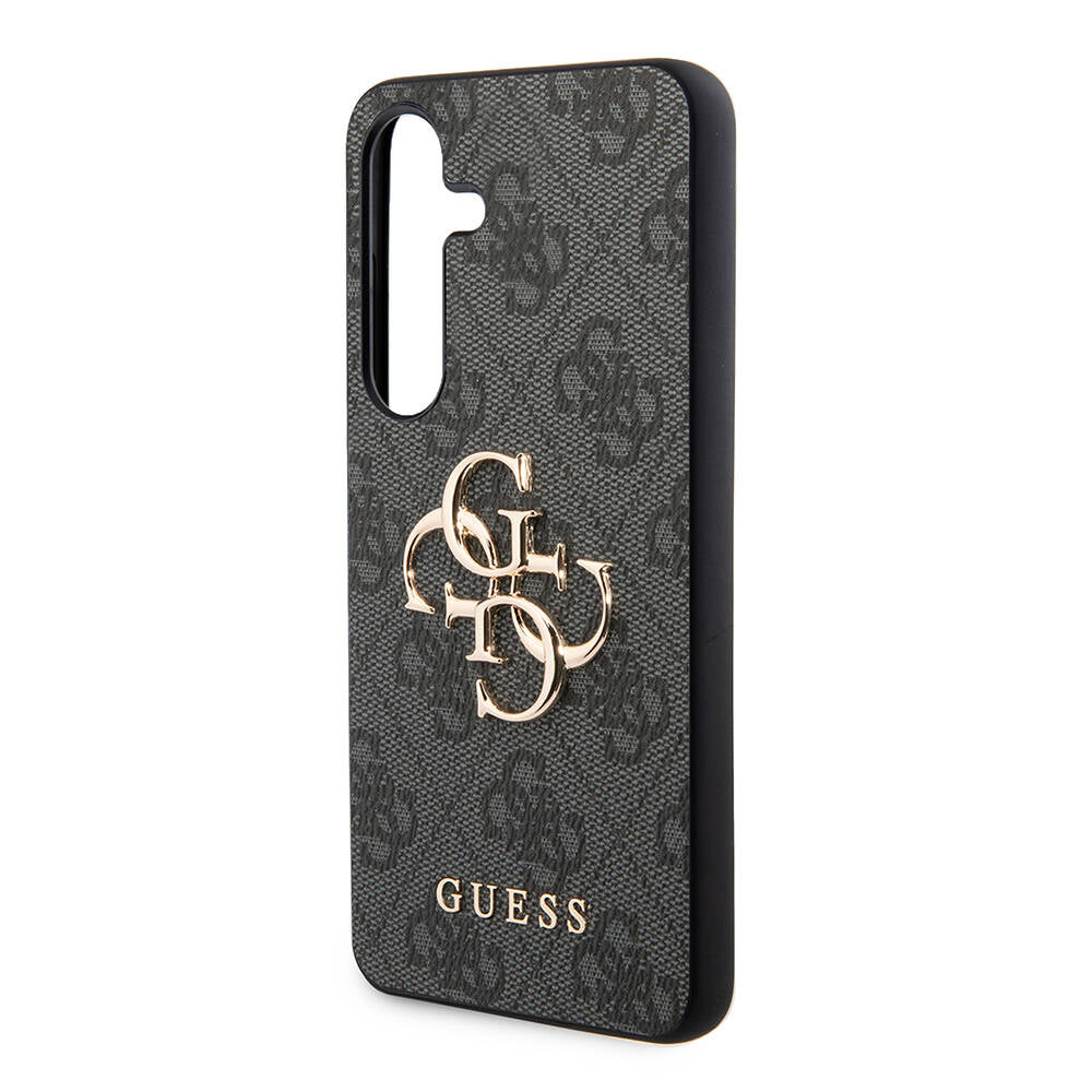 Galaxy S24 Plus Case Guess Original Licensed PU Leather Cover with Text and 4G Metal Logo Pattern Pink