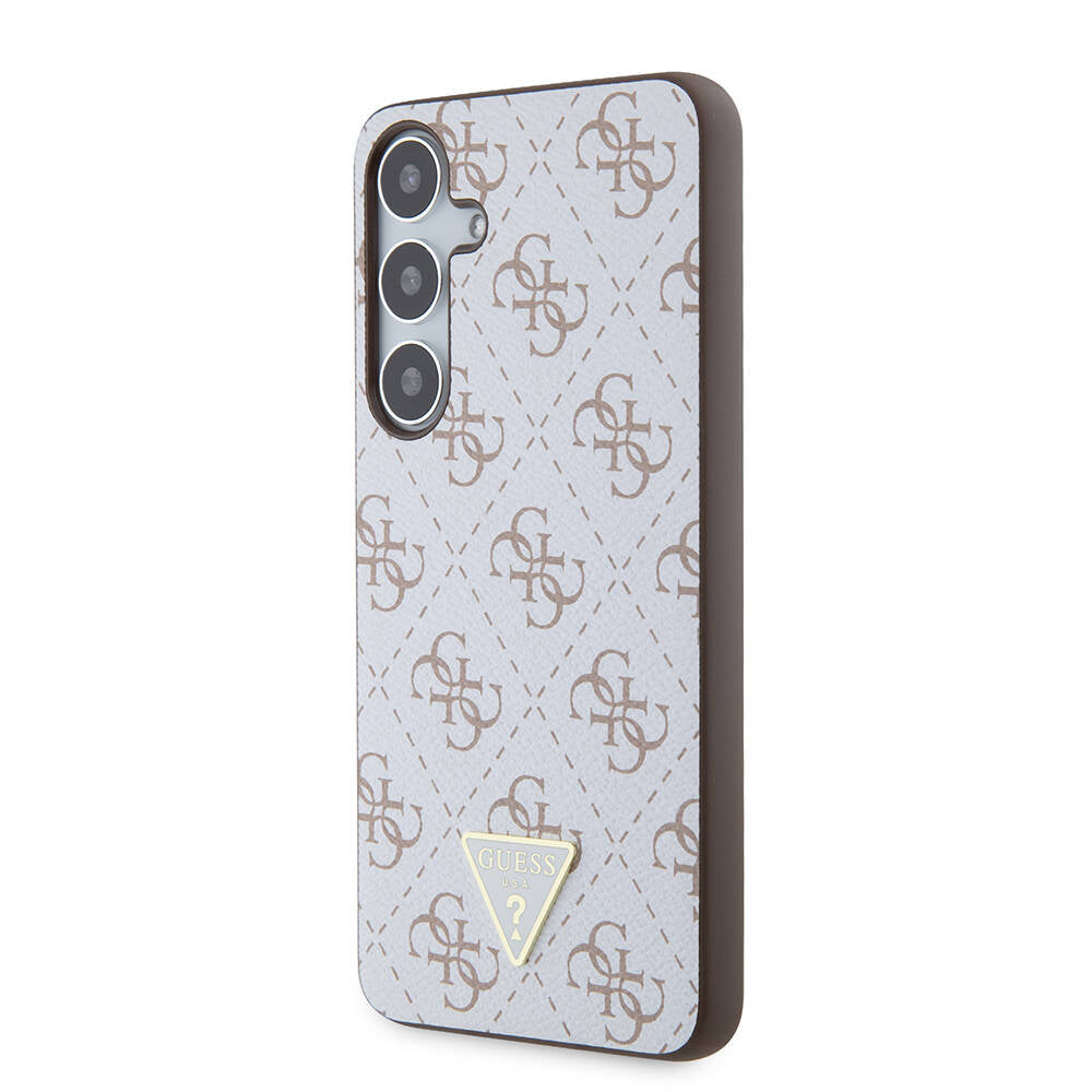 Galaxy S24 Plus Case Guess Original Licensed PU Triangle Logo 4G Patterned Cover White
