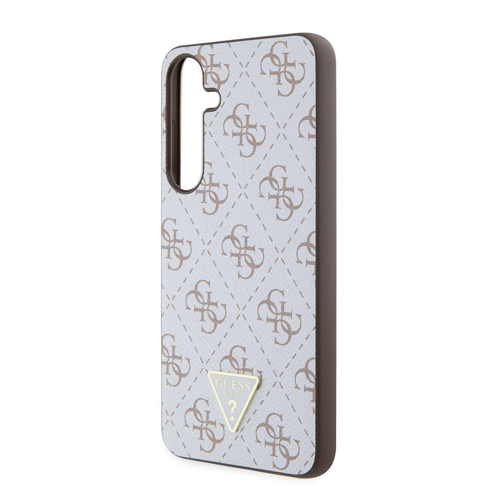 Galaxy S24 Plus Case Guess Original Licensed PU Triangle Logo 4G Patterned Cover White
