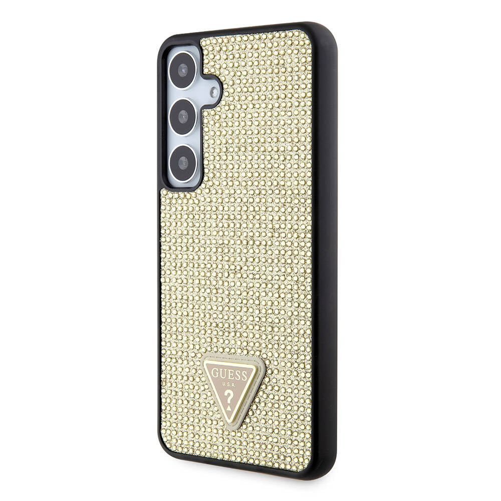 Galaxy S24 Plus Case Guess Original Licensed Stone Back Surface Triangle Logo Cover Pink