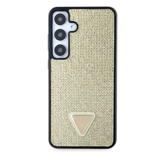 Galaxy S24 Plus Case Guess Original Licensed Stone Back Surface Triangle Logo Cover Gold