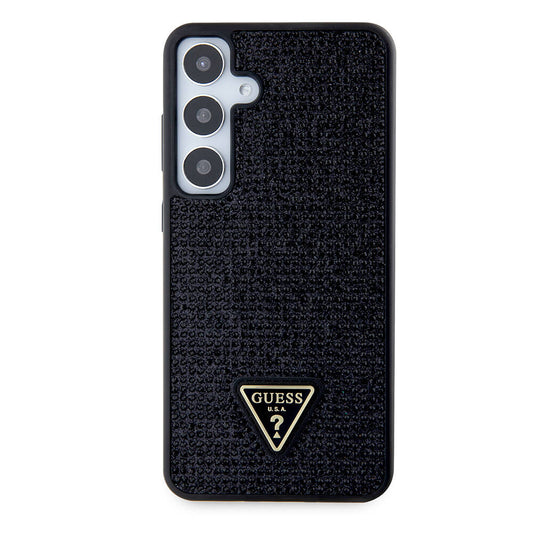 Galaxy S24 Plus Case Guess Original Licensed Stone Back Surface Triangle Logo Cover Black
