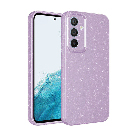 Galaxy S24 Plus Case Camera Protection Glitter Luxury Zore Cotton Cover Lilac 