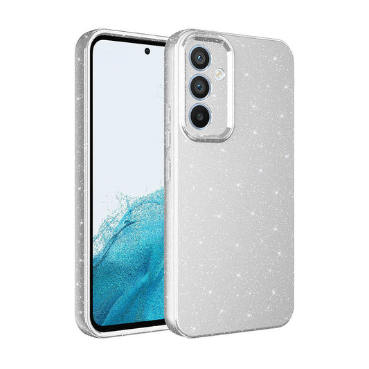 Galaxy S24 Plus Case Camera Protection Glitter Luxury Zore Cotton Cover Silver 