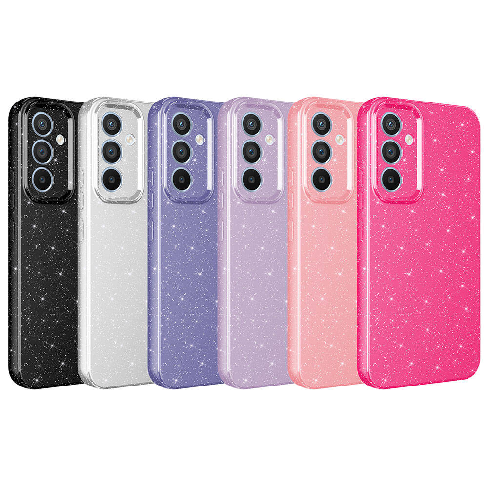 Galaxy S24 Plus Case Camera Protection Glitter Luxury Zore Cotton Cover Silver 