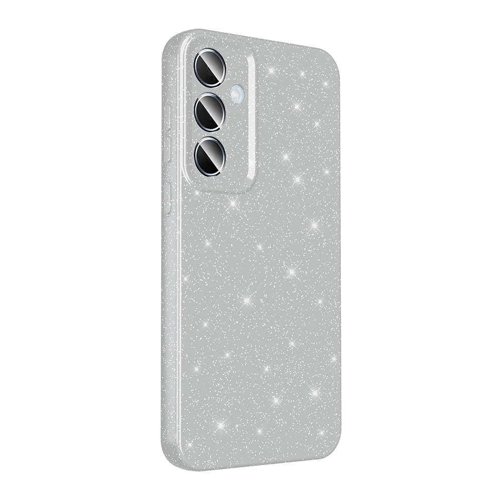 Galaxy S24 Plus Case Camera Protection Glitter Luxury Zore Cotton Cover Silver 