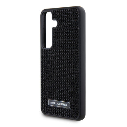 Galaxy S24 Plus Kılıf Karl Lagerfeld Taşlı Metal Logo Orjinal Lisanslı Kapak Siyah