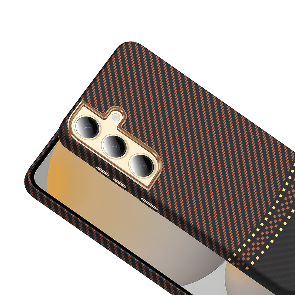 Galaxy S24 Plus Case with M-safe Charging Function Carbon Fiber Look Zore Gros Cover Black 