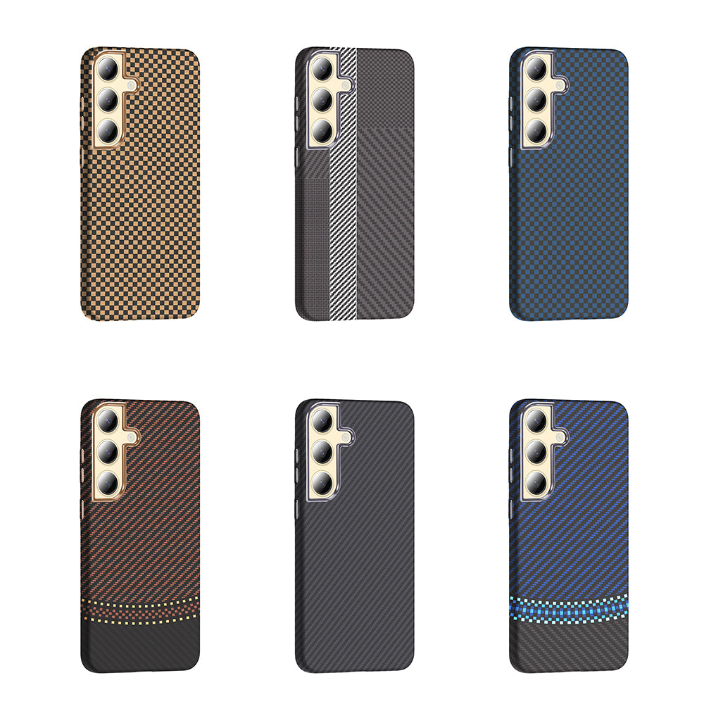 Galaxy S24 Plus Case with M-safe Charging Function Carbon Fiber Look Zore Gros Cover Black 
