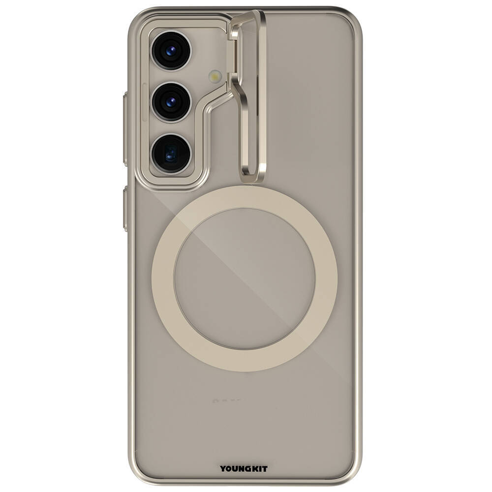 Galaxy S24 Plus Case M-safe Charging Feature Anti-Yellowing Youngkit Crystal Grid Cover Gold 