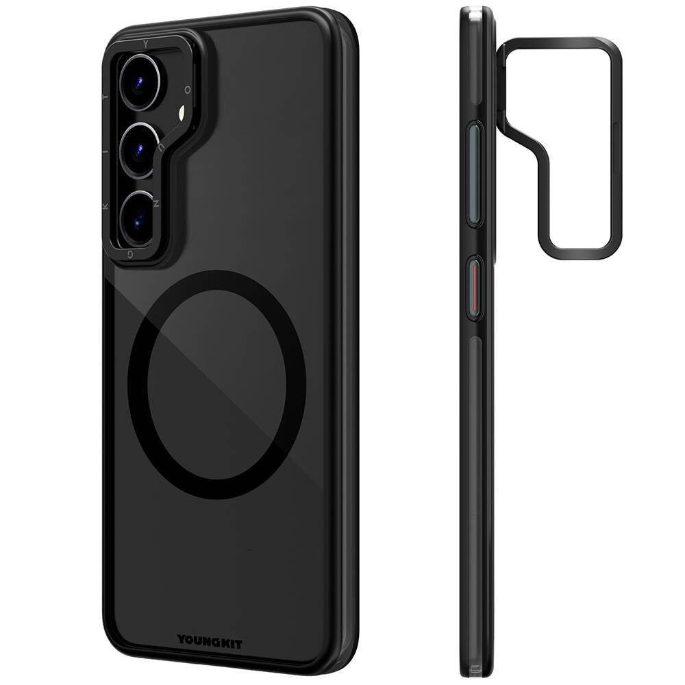 Galaxy S24 Plus Case M-safe Charging Feature Anti-Yellowing Youngkit Crystal Grid Cover Black 