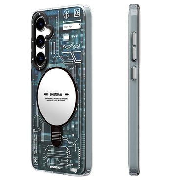 Galaxy S24 Plus Case with M-safe Charging Feature YoungKit Technology Series Cover Blue 