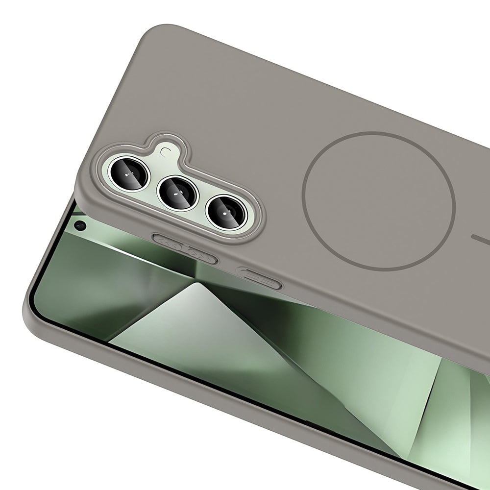 Galaxy S24 Plus Kılıf M-safe Şarj Özellikli Zore Ruby Sert Kapak Gri