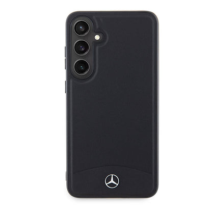 Galaxy S24 Plus Kılıf Mercedes Benz Orjinal Lisanslı M-safe Şarj Özellikli Deri Dokumalı Sade Kapak Siyah