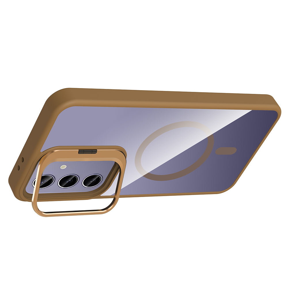 Galaxy S24 Plus Case with Stand and Camera Lens Gift, M-Safe Charging Feature, Zore Etro Cover Navy Blue 