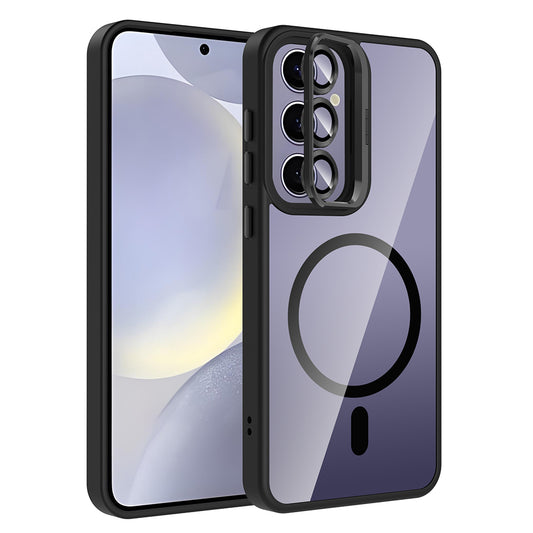 Galaxy S24 Plus Case with Stand and Camera Lens Gift, M-Safe Charging Feature, Zore Etro Cover Black 