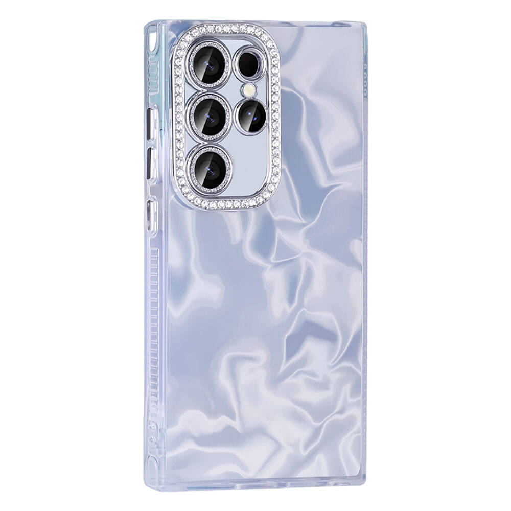 Galaxy S24 Ultra Airbag Case Shiny Stone Detail Design Zore Esila Cover Pink