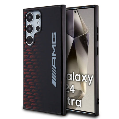 Galaxy S24 Ultra Kılıf AMG Orjinal Lisanslı Çift Katmanlı Büyük Logolu Dörtgen Şerit Desenli Kapak Siyah