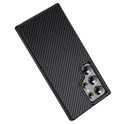 Galaxy S24 Ultra Kılıf Aramid Karbon Fiber M-safe Özellikli Wlons Radison Kapak Siyah