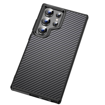 Galaxy S24 Ultra Kılıf Aramid Karbon Fiber M-safe Özellikli Wlons Radison Kapak Siyah