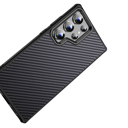 Galaxy S24 Ultra Kılıf Aramid Karbon Fiber M-safe Özellikli Wlons Radison Kapak Siyah