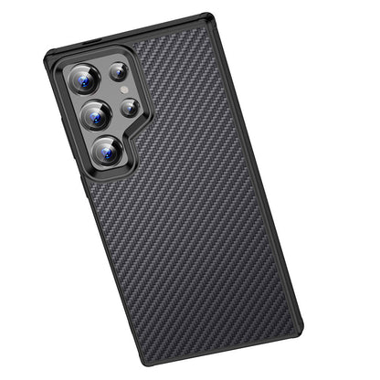 Galaxy S24 Ultra Kılıf Aramid Karbon Fiber M-safe Özellikli Wlons Radison Kapak Siyah