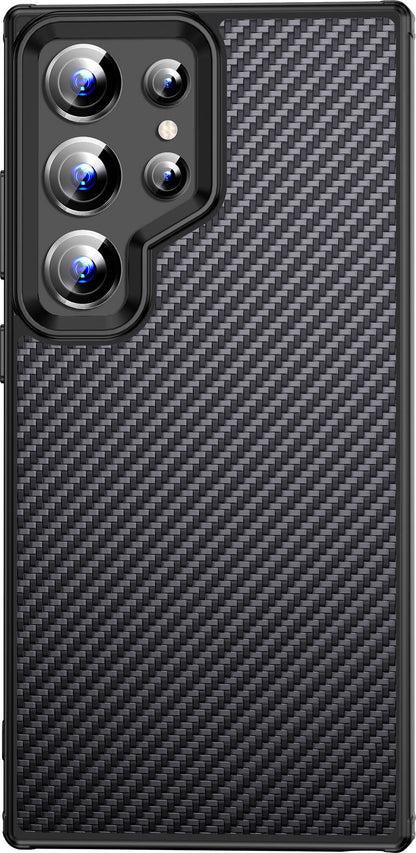 Galaxy S24 Ultra Kılıf Aramid Karbon Fiber M-safe Özellikli Wlons Radison Kapak Siyah