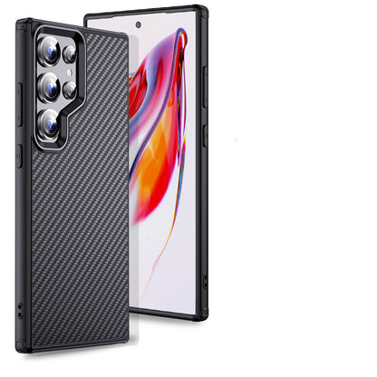 Galaxy S24 Ultra Kılıf Aramid Karbon Fiber M-safe Özellikli Wlons Radison Kapak Siyah