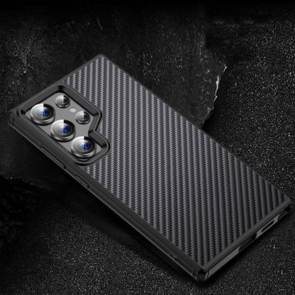 Galaxy S24 Ultra Kılıf Aramid Karbon Fiber M-safe Özellikli Wlons Radison Kapak Siyah