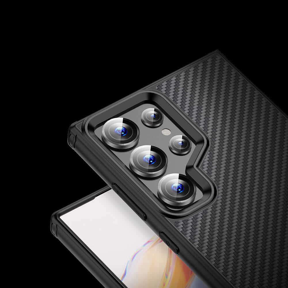 Galaxy S24 Ultra Kılıf Aramid Karbon Fiber M-safe Özellikli Wlons Radison Kapak Siyah