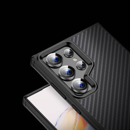 Galaxy S24 Ultra Kılıf Aramid Karbon Fiber M-safe Özellikli Wlons Radison Kapak Siyah