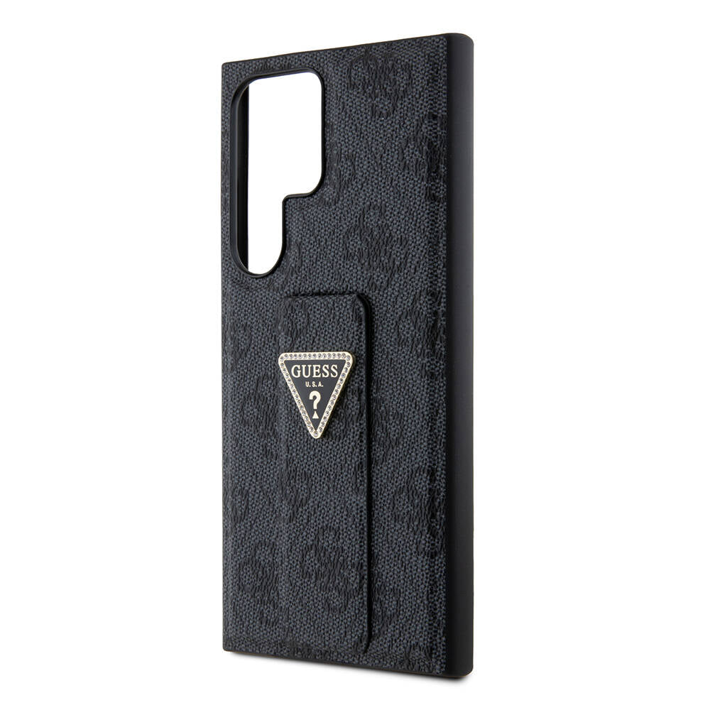 Galaxy S24 Ultra Case Guess Original Licensed 4G Patterned Triangle Logo Stand Leather Cover Brown