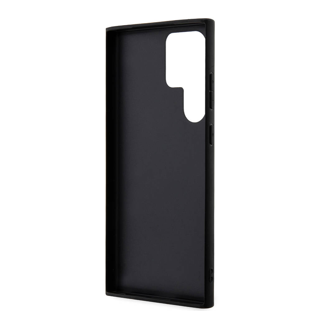 Galaxy S24 Ultra Case Guess Original Licensed PU Leather Stripe Logo Design Cover Brown