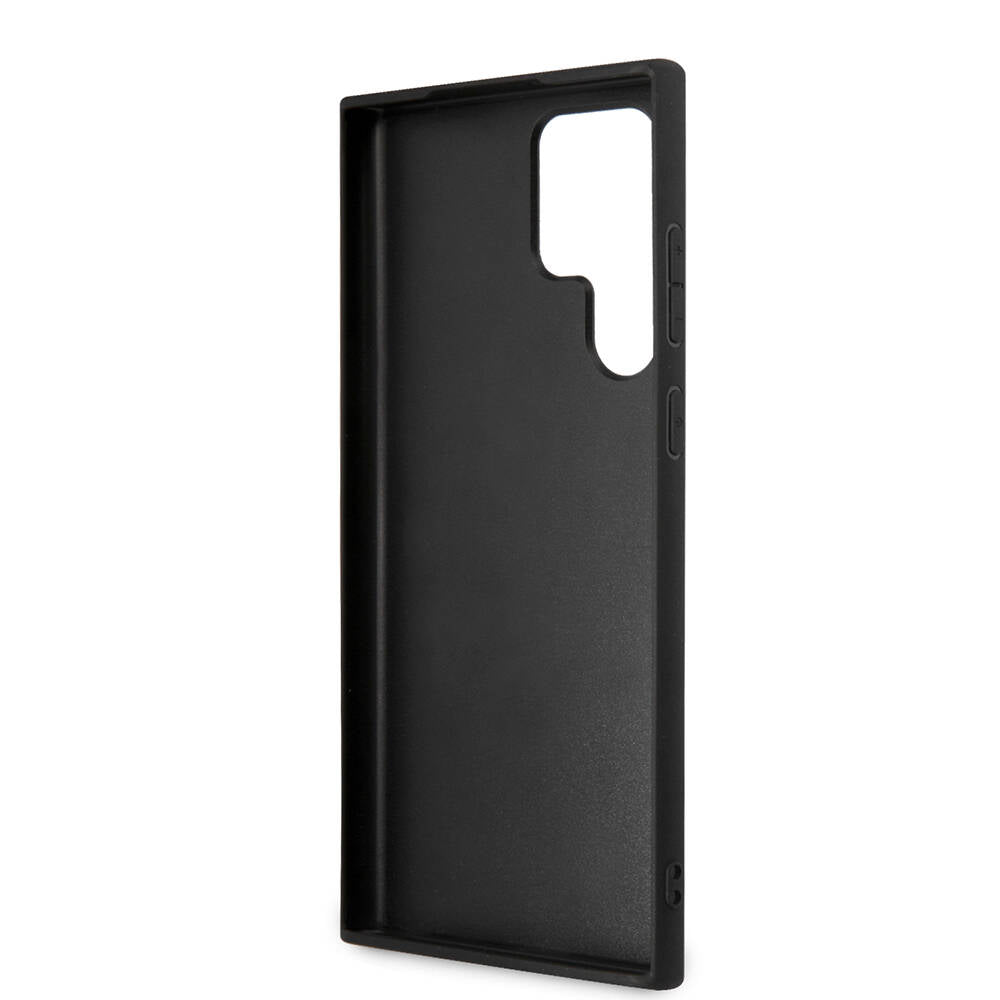 Galaxy S24 Ultra Case Guess Original Licensed PU Leather Cover with Text and 4G Metal Logo Pattern Black