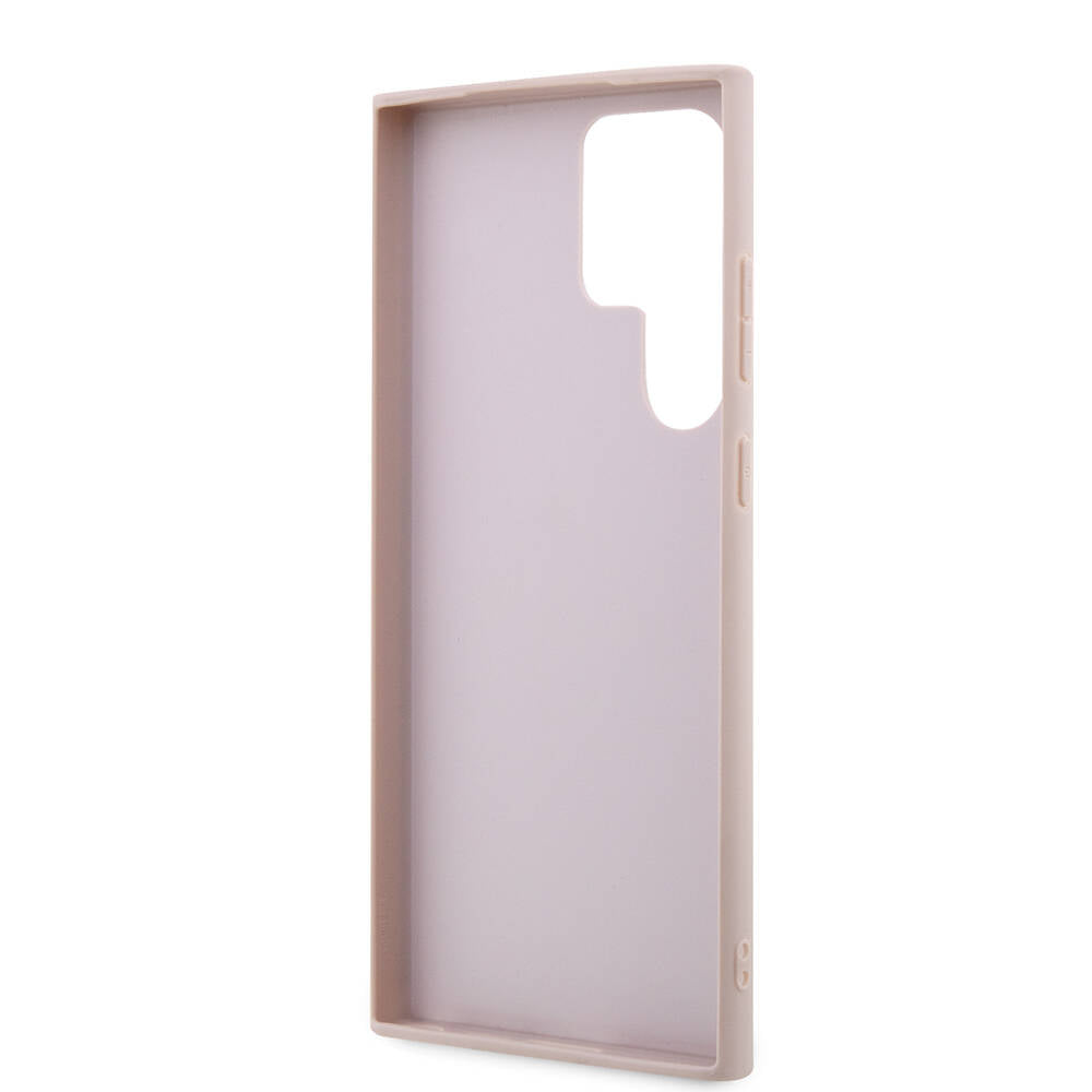 Galaxy S24 Ultra Case Guess Original Licensed PU Leather Cover with Text and 4G Metal Logo Pattern Pink