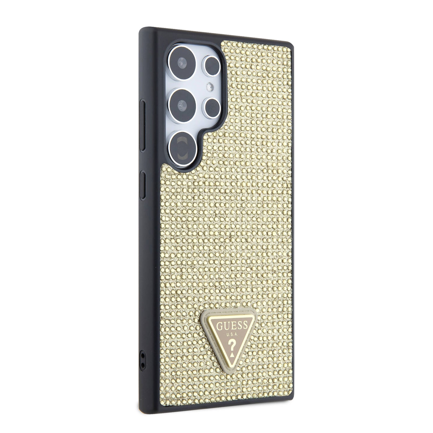 Galaxy S24 Ultra Case Guess Original Licensed Stone Back Surface Triangle Logo Cover Black